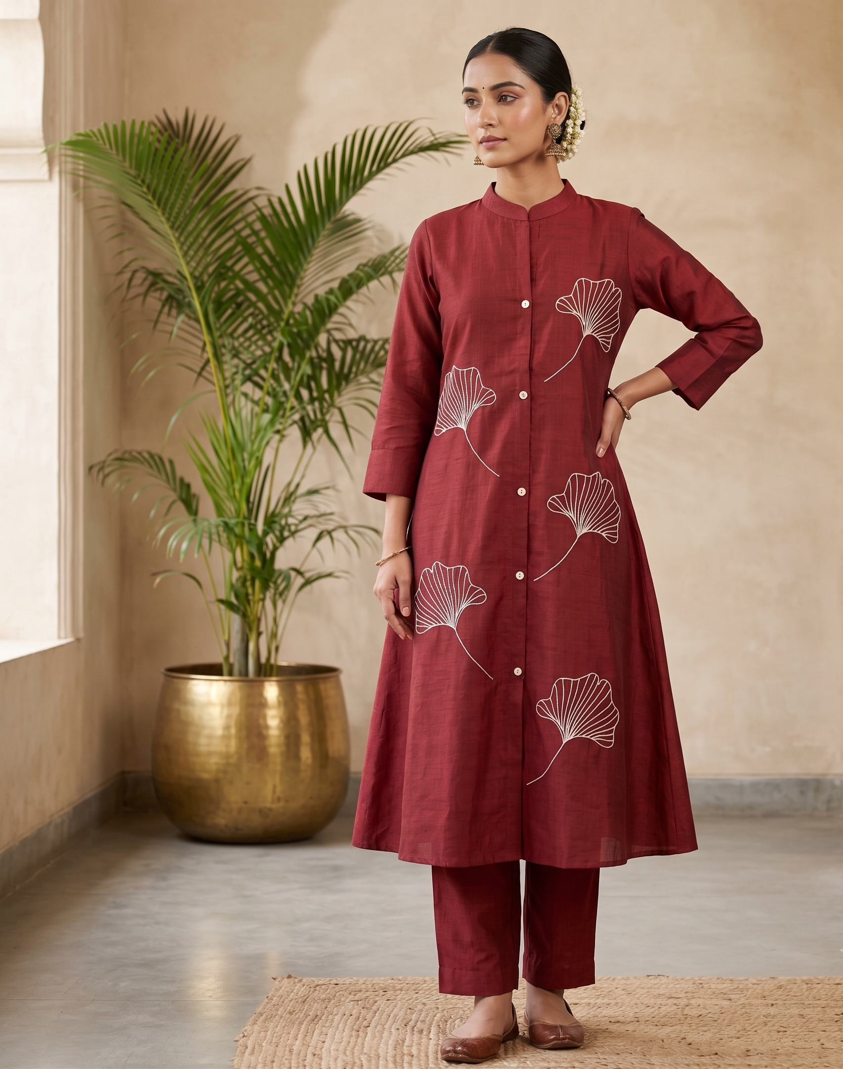 Wine Red Vertican Co-ord Set